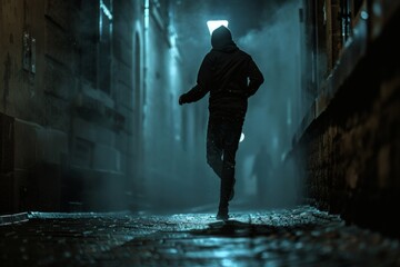 The panicked runner in the alley