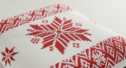 Fototapeta premium Cozy Geometric Snowflake Knit Blanket Perfect for Winter Holidays Warm and Inviting Home Decor