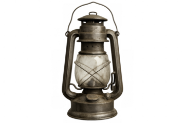 Vintage kerosene lantern isolated on transparent background, creating a nostalgic and rustic atmosphere