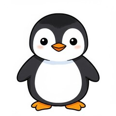 Fototapeta premium Cute cartoon penguin with rosy cheeks isolated on white background
