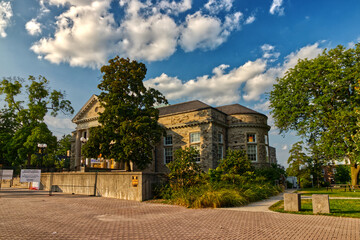 10 Aug 2024 - University of Guelph, ON, Canada. A traditional mansion like building is part of the university that is strikingly beautiful.