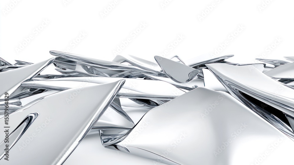 Poster abstract metallic forms in dynamic composition