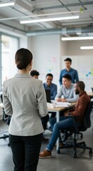 Professional Business Meeting with Diverse Team in Modern Office Setting