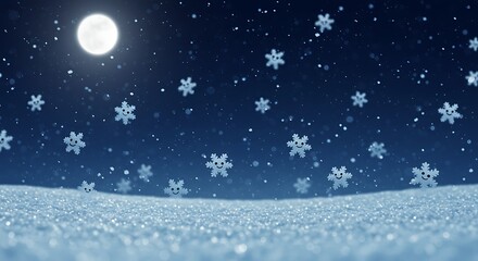 Snowy night landscape illustration