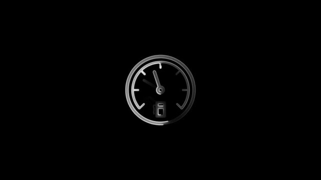 Glowing neon fuel icon animation black background. 4K Video motion graphic animation.