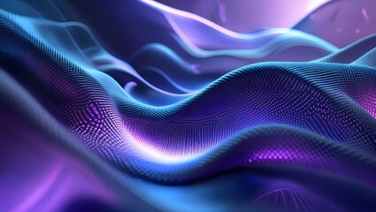 Abstract flowing blue and purple waves creating a soft, satiny textile design