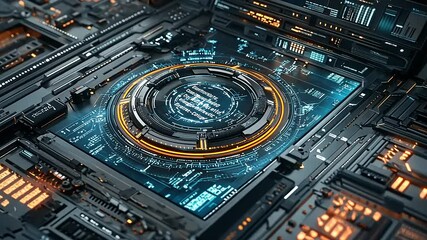 Futuristic digital interface with glowing circuitry and intricate designs showcasing advanced technology - Powered by Adobe
