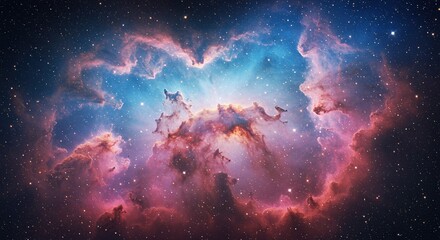 Fototapeta premium Detailed view of a vibrant nebula in deep space.