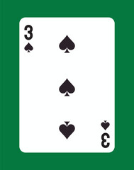Three of spades playing card design. Vector illustration