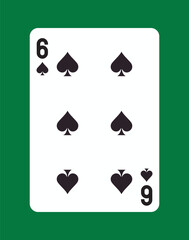 Six of Spades Playing Card Design. Vector illustration