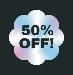 50 Off Shiny Sale Badge Design. Vector illustration