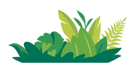 Green tropical foliage on white background. Vector illustration