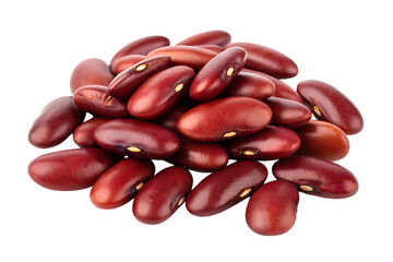 Pile of fresh red kidney beans on transparent background