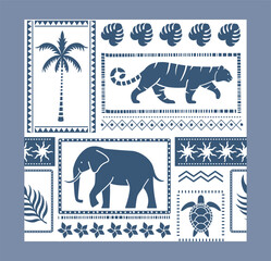 Jungle animal tribal pattern design. Vector illustration