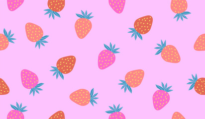 Cute strawberry fruits pattern background vector design