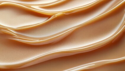 Obraz premium Smooth flowing caramel or creamy liquid with glossy texture and soft warm light reflections