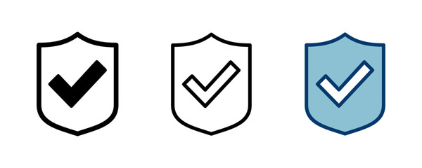 Shield check mark icon vector isolated on white background. Protection approve sign. Safe icon vector