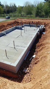 Timelapse of construction site showing building progress from foundation up