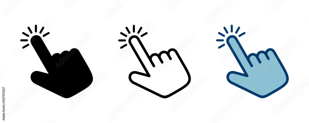 Poster hand cursor icon vector isolated on white background. hand click icon. finger pointer vector