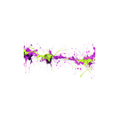 Naklejka premium Vibrant neon purple and green paint splashes with dynamic abstract motion isolated on white background 