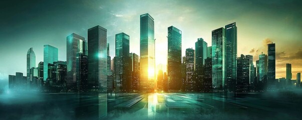 Fototapeta premium A vibrant financial metropolis characterized by towering buildings.