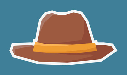 Flat Colour Sticker of A Hat in Cutout Style