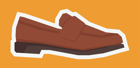 Flat Colour Sticker of A Shoe in Cutout Style
