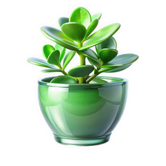 A vibrant green succulent in a glossy pot, showcasing lush leaves that add a refreshing touch to any indoor space, perfect for modern home decor.