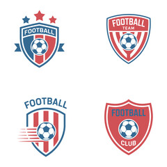 Naklejka premium Red and Blue Football Team and Club Logos Collection
