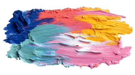 Vibrant strokes of colorful paint create an abstract texture against a dark backdrop, perfect for design elements, silhouette, transparent background