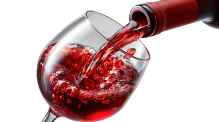 Crimson Pour: Capturing the essence of sophistication, a delicate stemware glass is filled with the rich hues of exquisite red wine in a moment of elegance. 