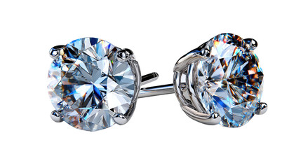 Brilliant Diamond Earrings: Pair of sparkling round-cut diamond stud earrings, showcasing exceptional clarity and brilliance. Perfect for adding a touch of elegance and sophistication to any look. 