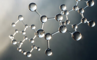 Macro Photograph of Intricate Molecular Network with Glossy Atomic Connections in Abstract Scientific Visualization