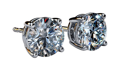 Sparkling Diamond Earrings:  A pair of exquisite round brilliant-cut diamond stud earrings, showcasing exceptional clarity and brilliance.  The elegant setting enhances the diamonds' natural fire. 