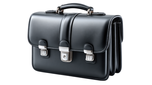 Sophisticated Leather Briefcase: A sleek, professional leather briefcase, an embodiment of elegance and functionality, symbolizing preparedness and success in the business world.