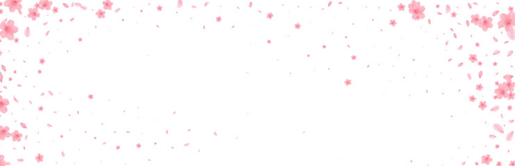 Cherry Blossoms Japanese Pattern Watercolor Background  from full bloom in spring fluttering in the wind on a white background