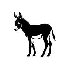 donkey silhouette vector , A silhouette of a donkey standing on a white background looking left on transparent background , ai , eps , jpg , png