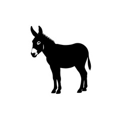 silhouette  vector of a donkey , A silhouette of a donkey standing on a white background in full view on transparent background , ai , eps , jpg , png