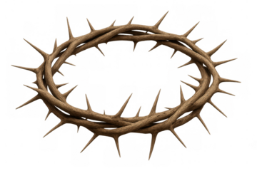 Realistic 3d rendering of crown of thorns symbolizing pain, sacrifice, and redemption, isolated on transparent background