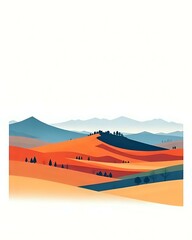 illustration d'une chaine montagneuse coloré en bleu et rouge