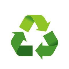 Conceptual recycling symbol. Three colors of green with gradients. JPEG version.