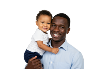 Happy African American Father Holding Toddler Son Smiling Together Portrait