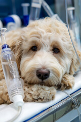 HBOT. Hyperbaric Oxygen Therapy. Oxygen. Pet undergoing therapy in veterinary clinic