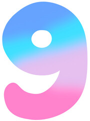 Drawing number zero to nine in multicolor shading