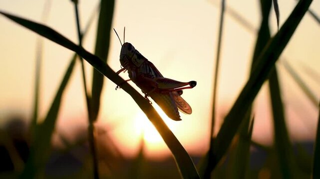 grasshopper on tree trunk