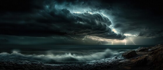 A Majestic Storm Brewing Over the Ocean Creating a Rare Beautiful Weather Scene