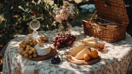 Outdoor picnic food display