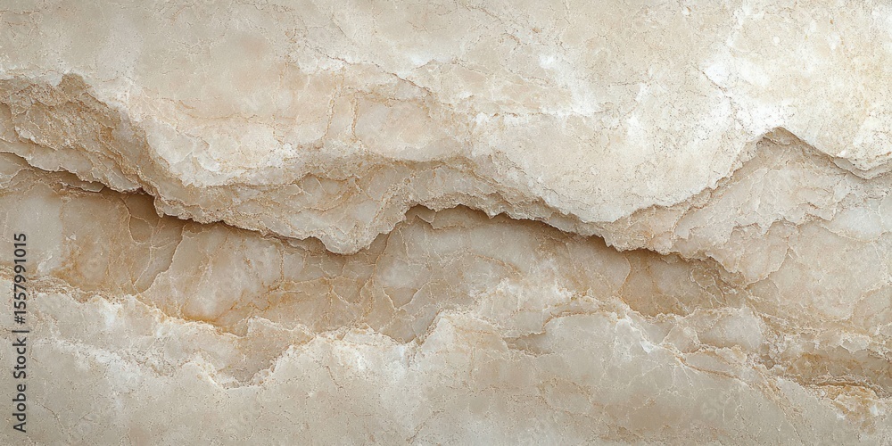 Poster close-up texture of beige and cream natural stone with layered patterns and subtle variations in color and texture