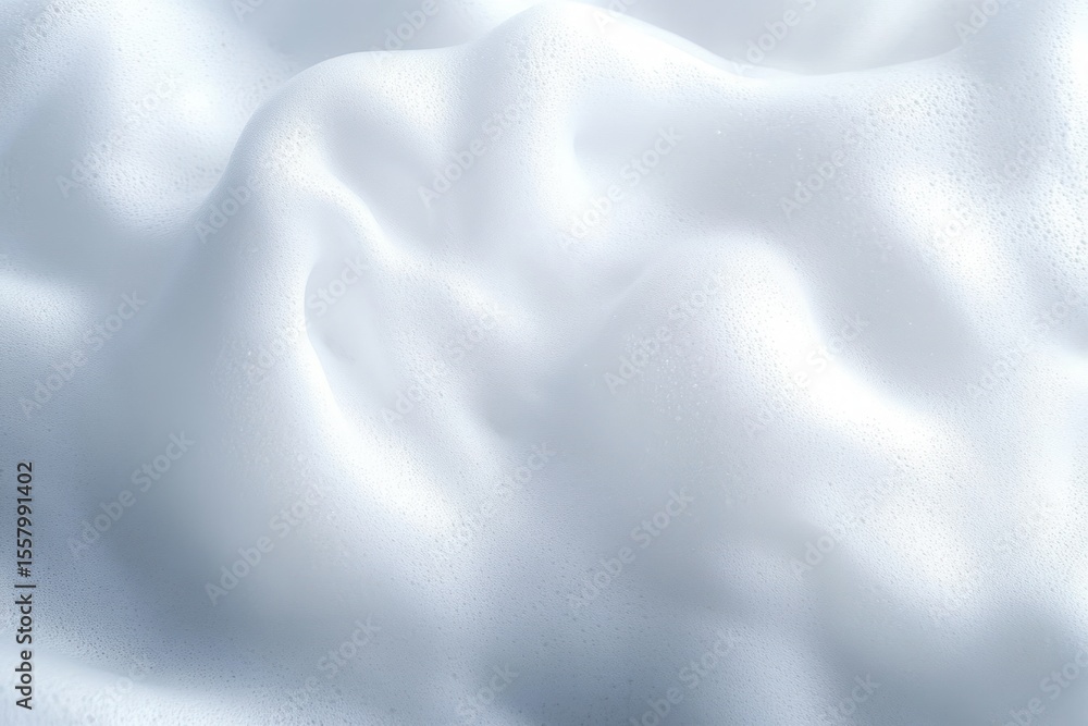 Aufkleber close-up of dense white foam bubbles with soft shadows and light reflections creating smooth texture