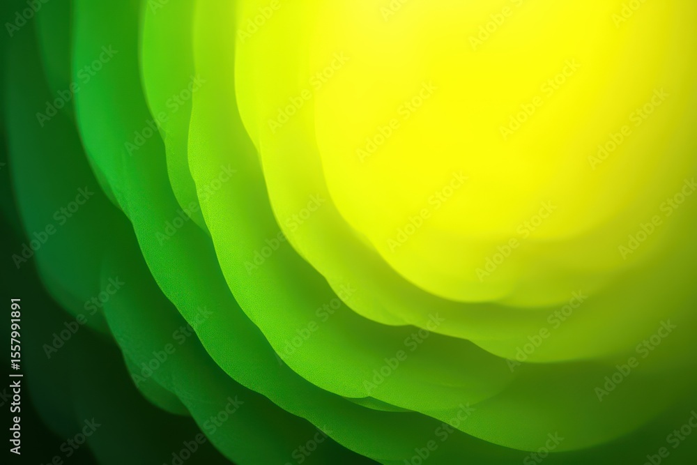 Aufkleber close-up of layered green and yellow petals creating a smooth gradient with a soft glowing center, e